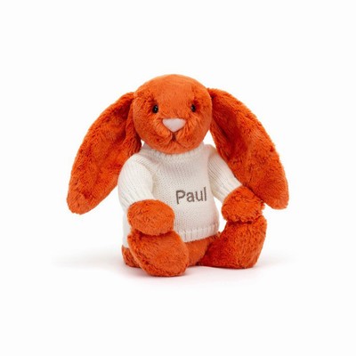 Jellycat Bashful Tangerine Bunny with Cream Jumper USA | 79645QGID